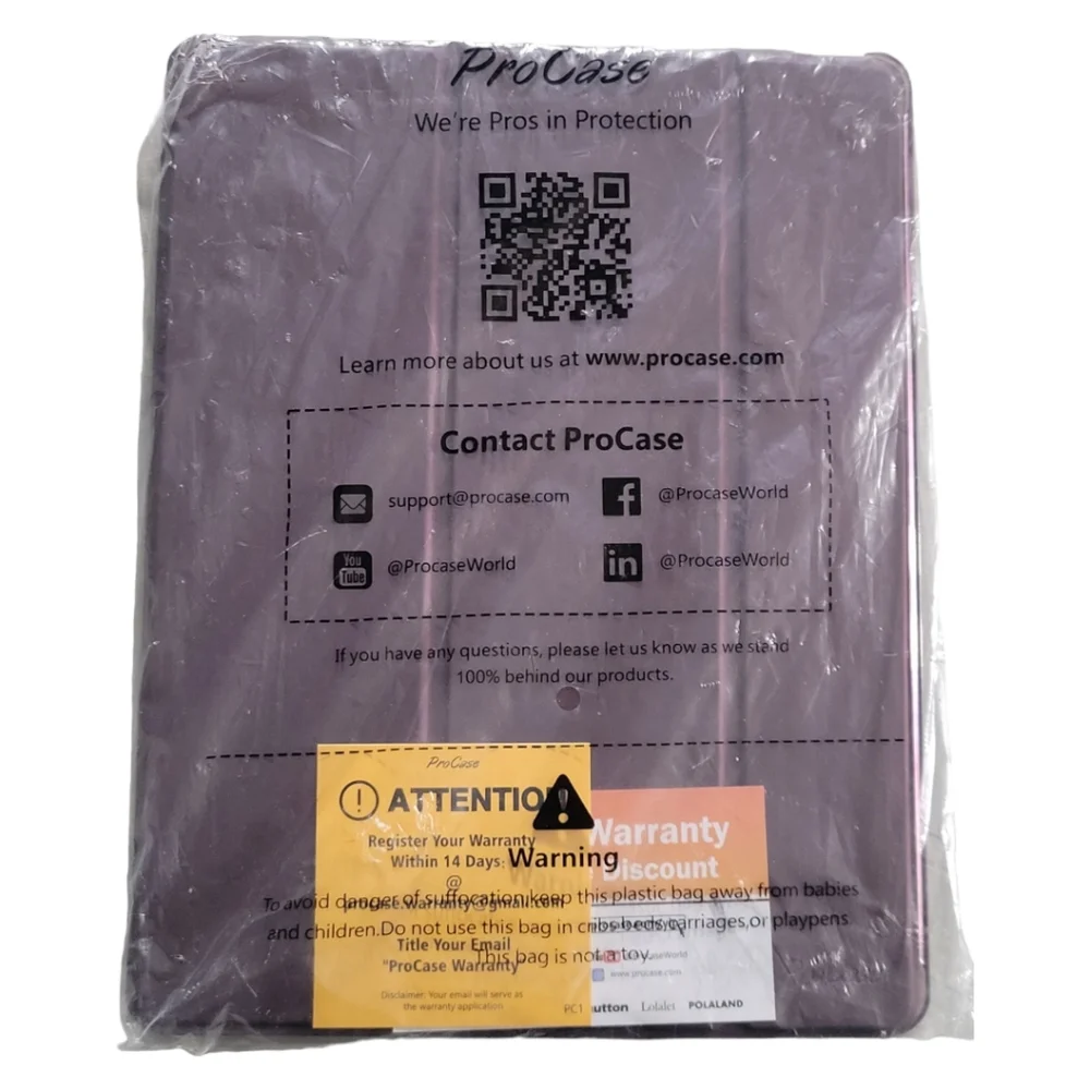 ProCase iPad 2 3 4 Purple Case Plastic Vinyl Trifold Stand
